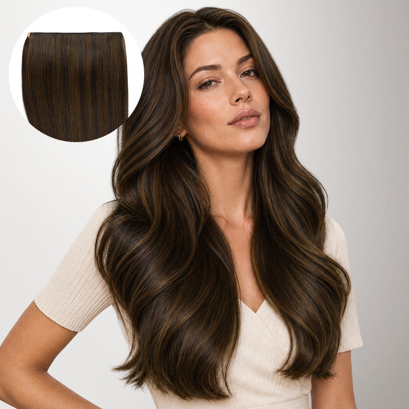 Brown Sugar Swirl Highlights (2C/4E/6C) Genius Tape Weft Hair Extensions 50-60g