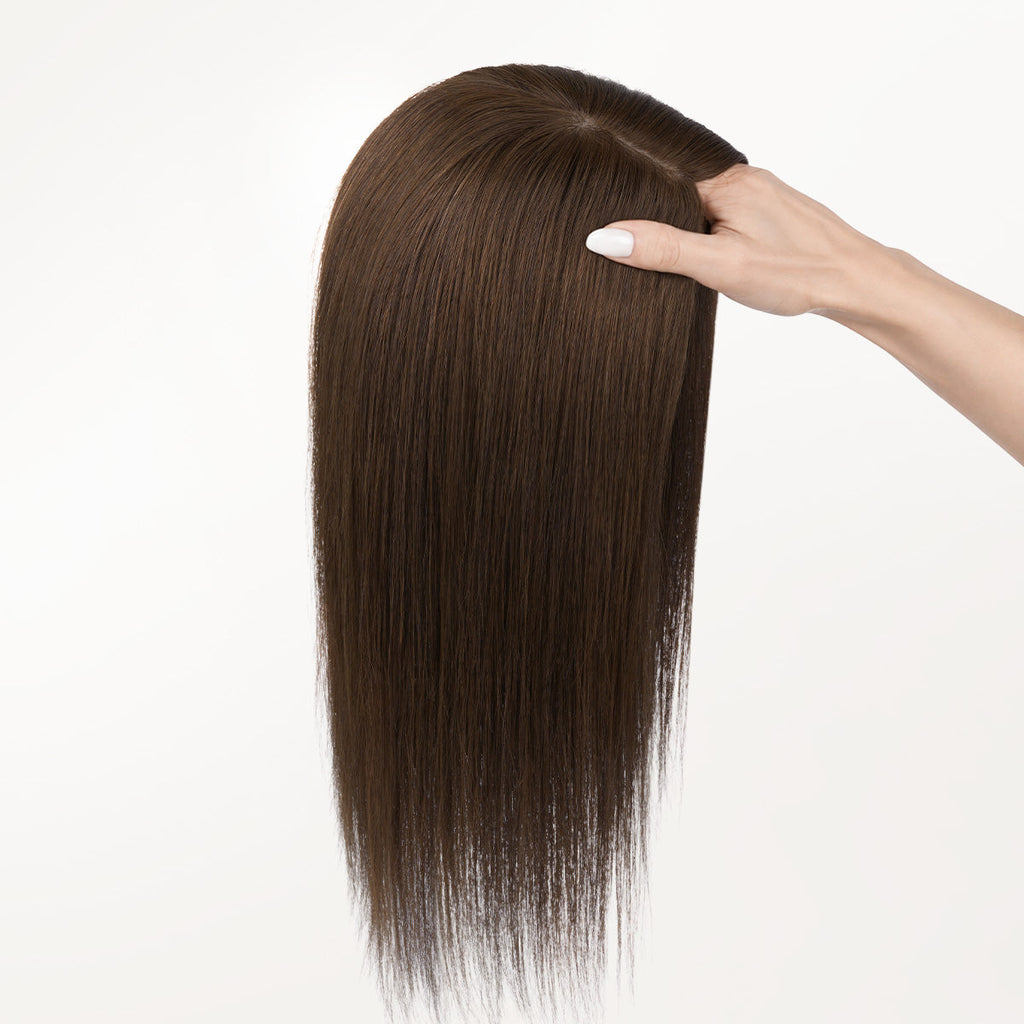 Chocolate Brown (4A) Human Hair Topper 150% Density