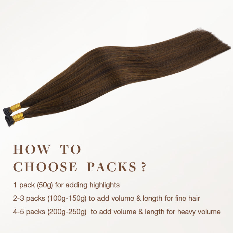 Brown Sugar Swirl Highlights (2C/4E/6C) I-Tip Hair Extensions 50g