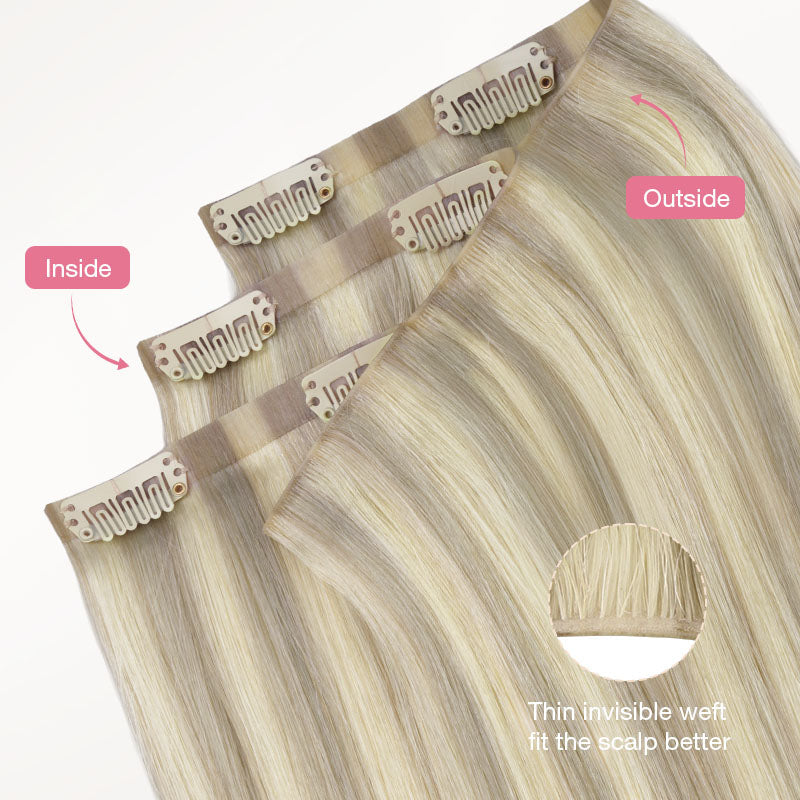 Ash Blonde Highlights (17A/60A) Invisi Edge Seamless Clip-Ins (130g-170g)
