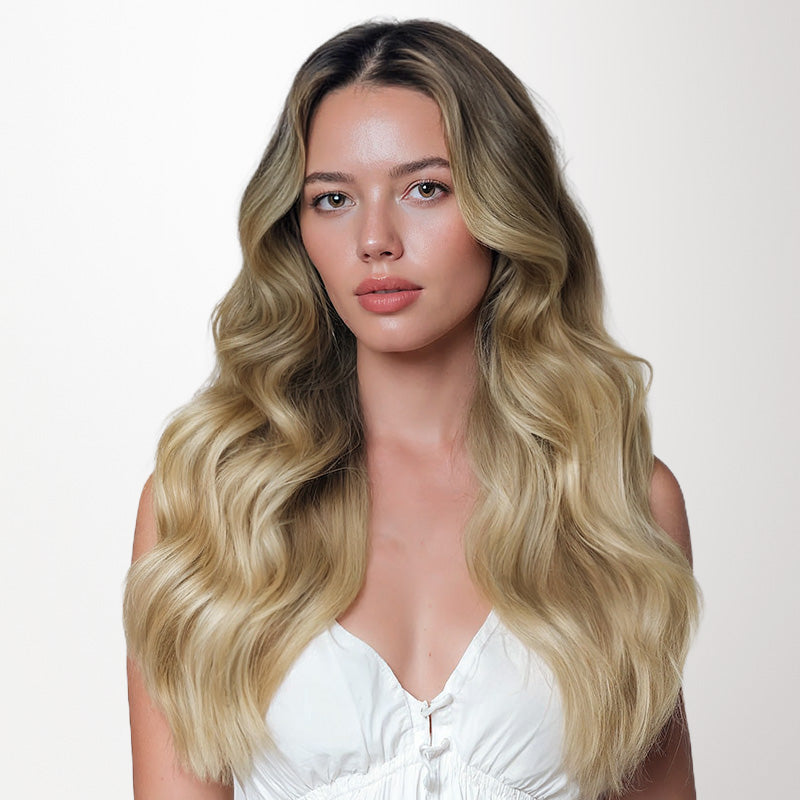 Bleach Blonde Balayage (3/8/613) Invisi Edge Seamless Clip-Ins (130g-170g)