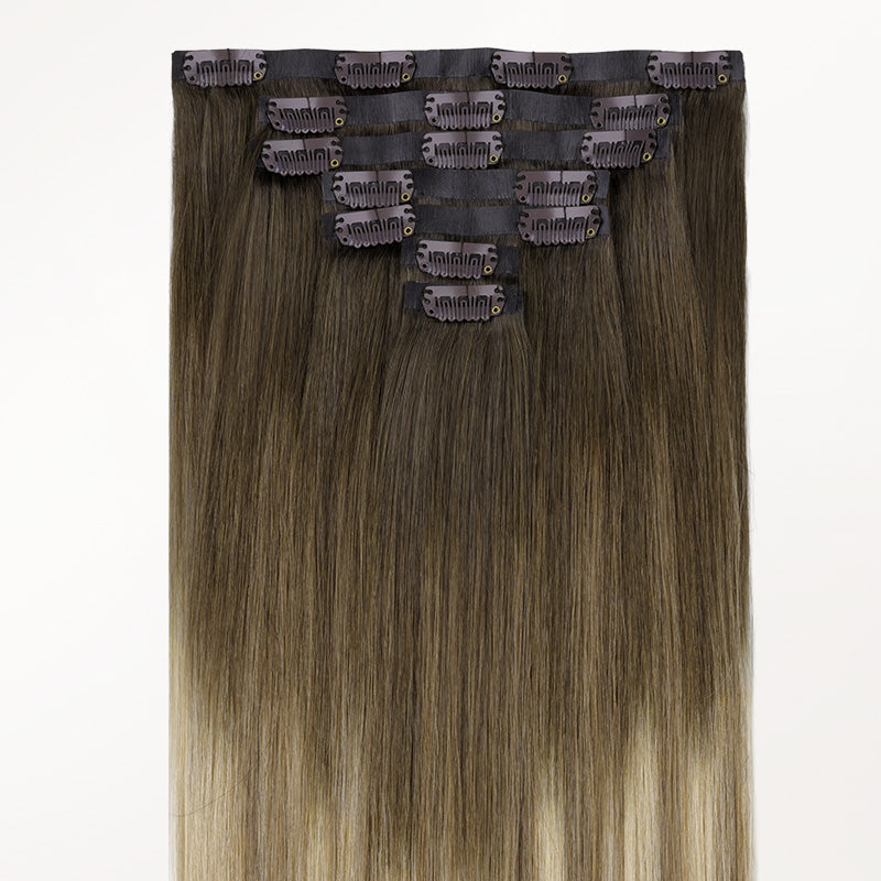 Bleach Blonde Balayage (3/8/613) Invisi Edge Seamless Clip-Ins (130g-170g)