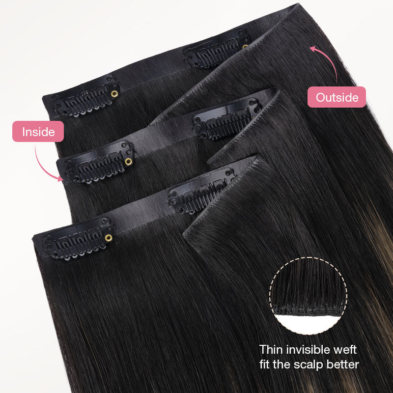Black to Light Blonde Balayage (1B/19/1B) Invisi Edge Seamless Clip-Ins (130g-170g)