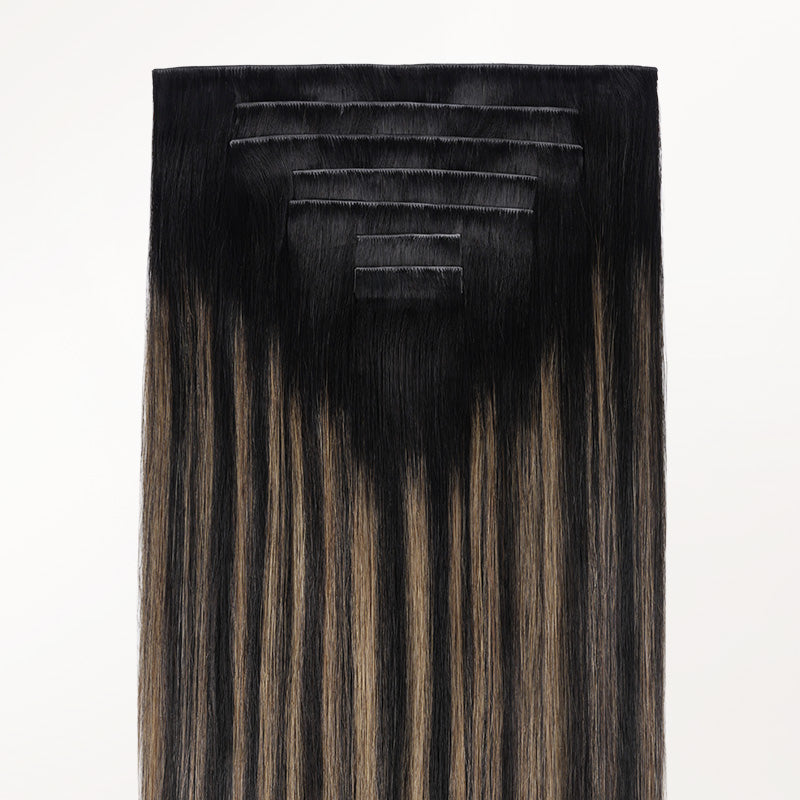 Black to Light Blonde Balayage (1B/19/1B) Invisi Edge Seamless Clip-Ins (130g-170g)