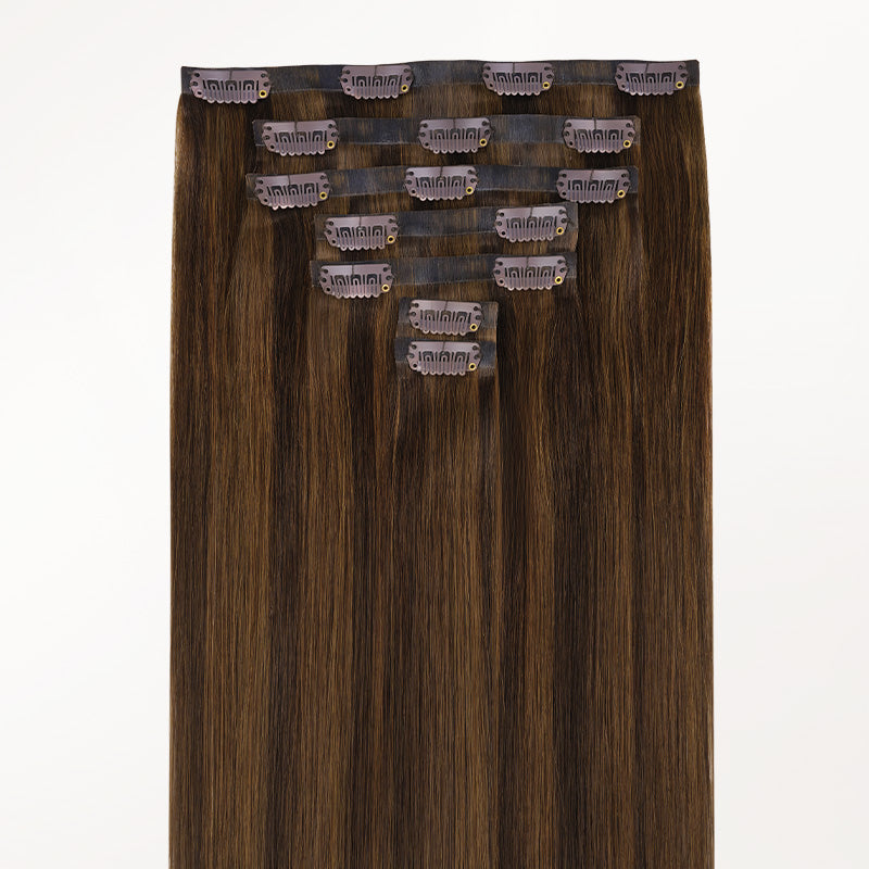 Brown Sugar Swirl Highlights (2C/4E/6C) Invisi Edge Seamless Clip-Ins (130g-170g)