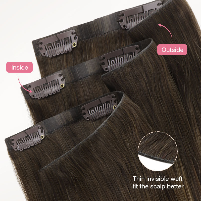 Caramel Blonde Balayage (4/27/4) Invisi Edge Seamless Clip-Ins (130g-170g)