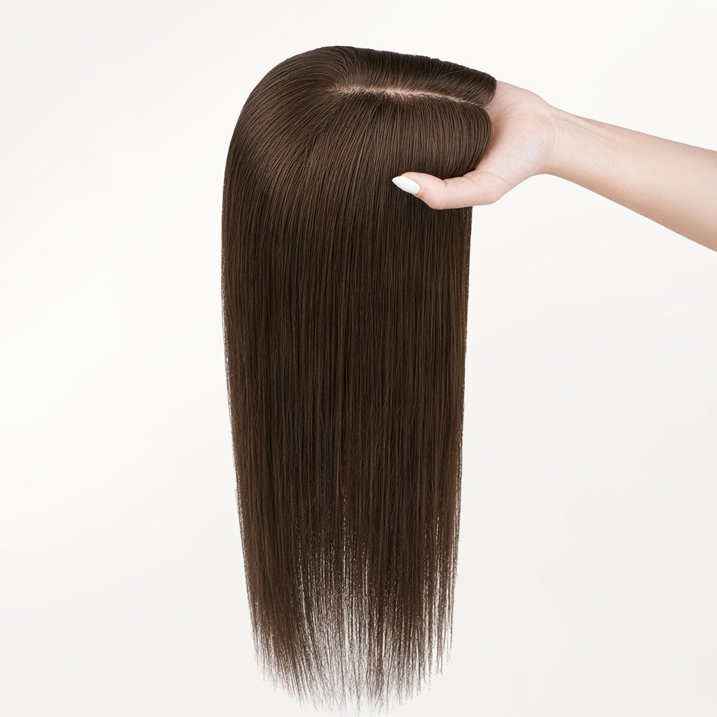 Chocolate Brown (4A) Human Hair Topper 150% Density