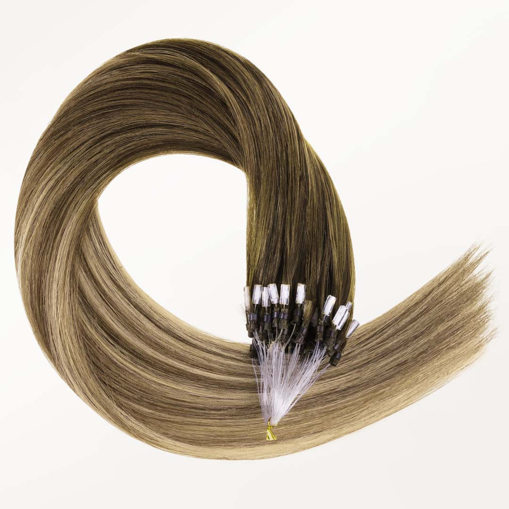 Bleach Blonde Balayage (3/8/613) Micro Link Tip Hair Extensions