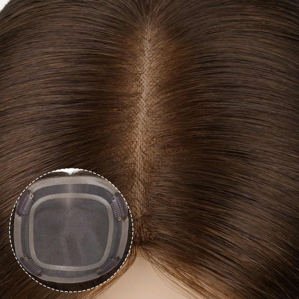 Chocolate Brown (4A) Human Hair Topper 150% Density