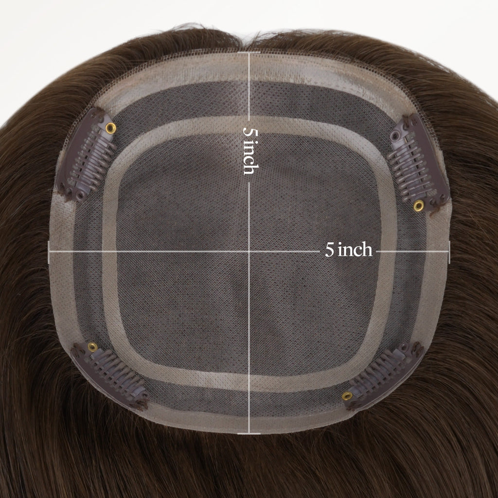 Chocolate Brown (4A) Human Hair Topper 150% Density
