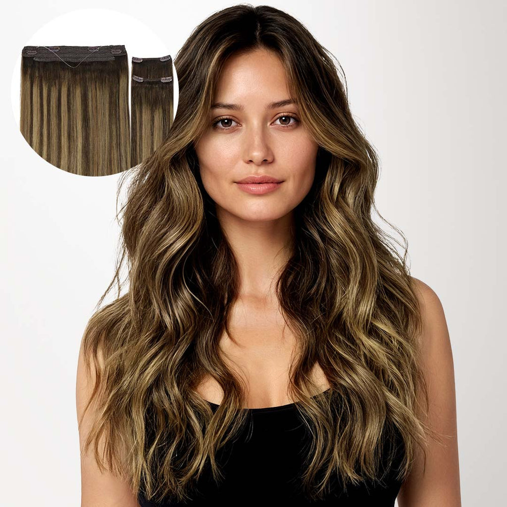 Caramel Blonde Balayage (4/27/4) Pro & Wire Hair Extension (70g-140g)