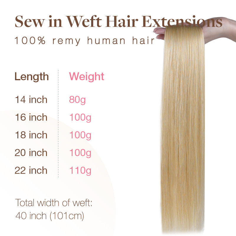 Bleach Blonde (613) Sew-In Weft Hair Extensions (80g-120g)