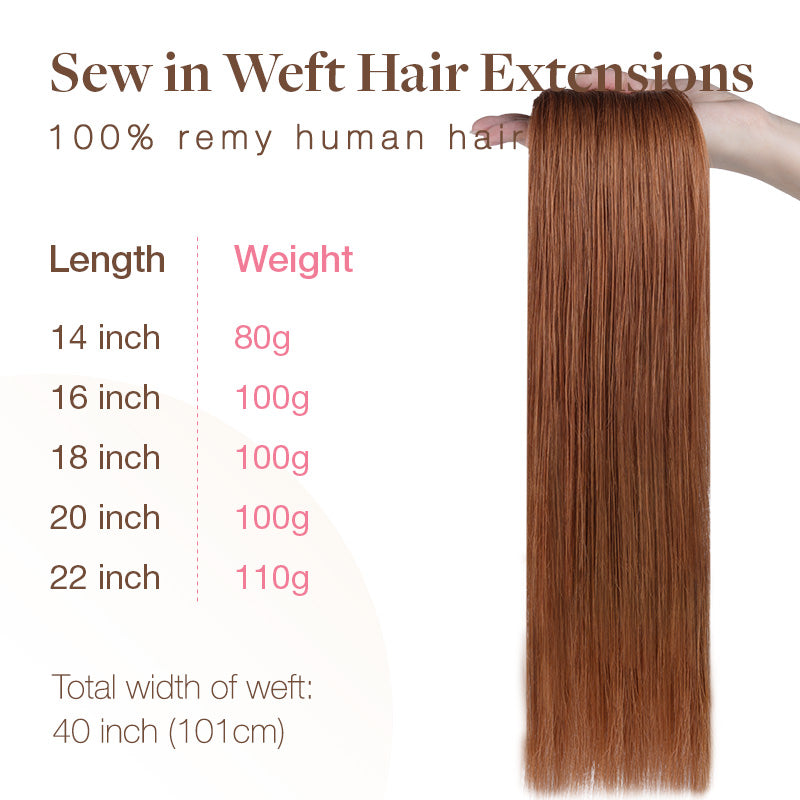 Cinnamon Terra Copper (330) Sew-In Weft Hair Extensions (80g-110g) [Clearance]