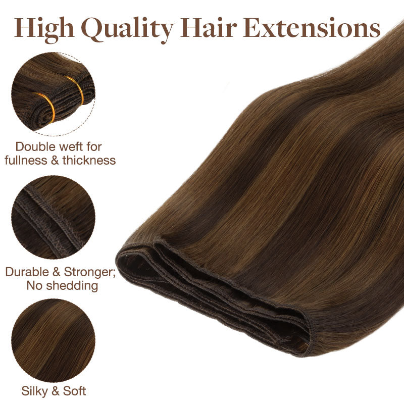 Brown Sugar Swirl Highlights (2C/4E/6C) Sew-In Weft Hair Extensions (80g-120g)