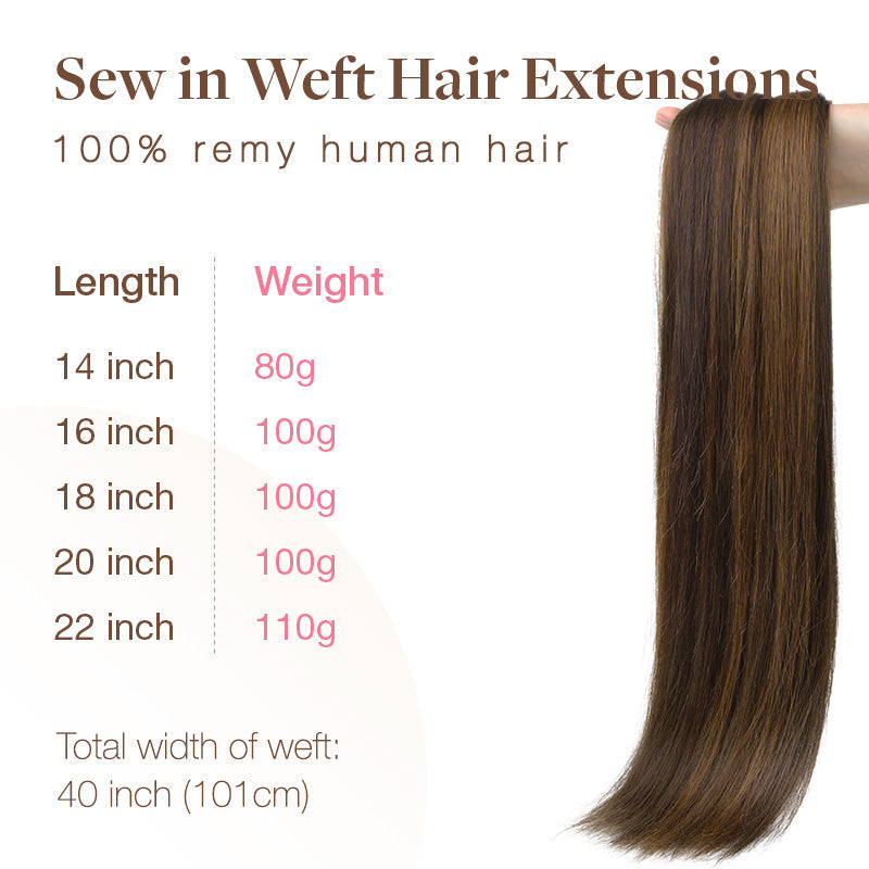 Brown Sugar Swirl Highlights (2C/4E/6C) Sew-In Weft Hair Extensions (80g-120g)