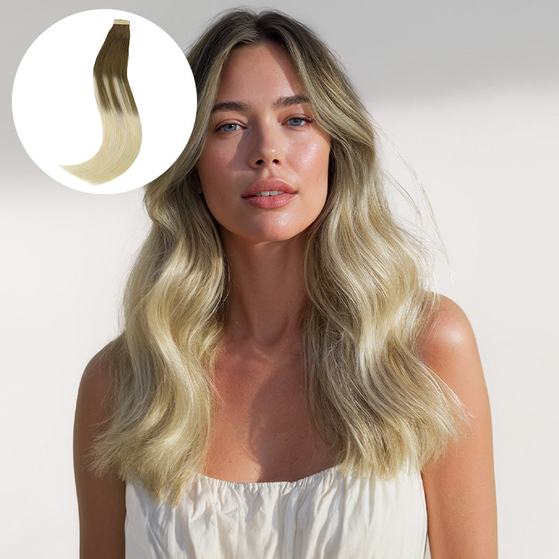 Ash Brown to Platinum Blonde (9/60) Tape-Ins 50g [Clearance]