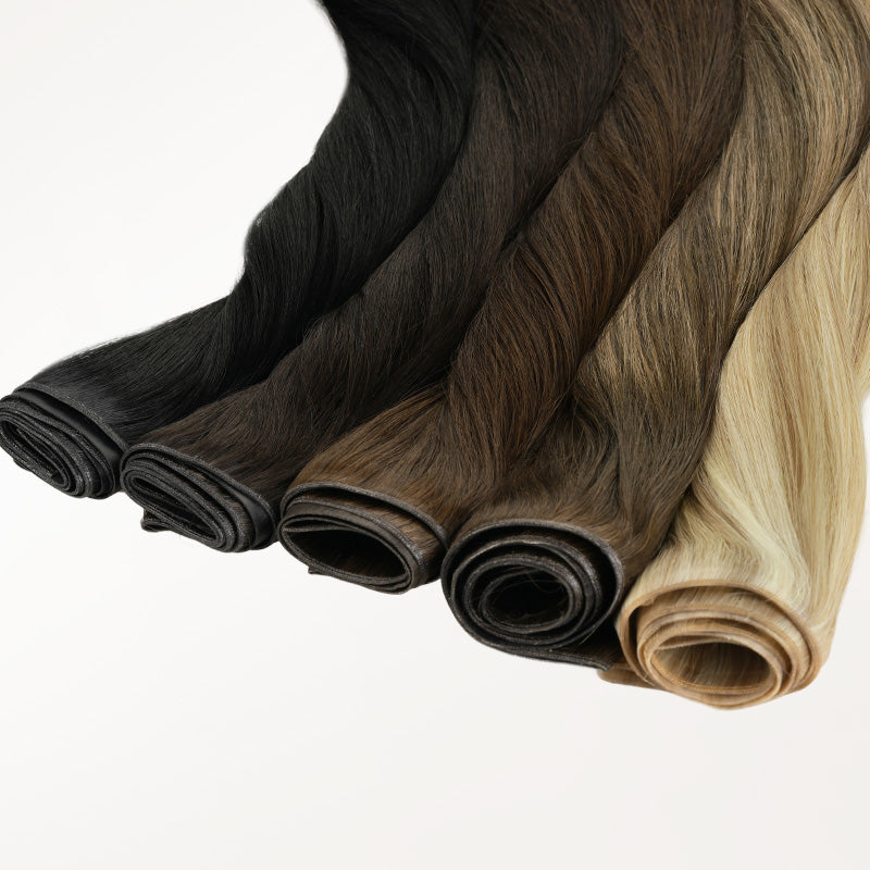 Brown Sugar Swirl Highlights (2C/4E/6C) Thick Genius Tape Weft Hair Extensions 100-120g