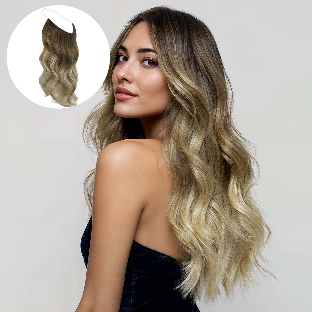 Bleach Blonde Balayage (3/8/613) Wire Hair Extensions (70g-110g)
