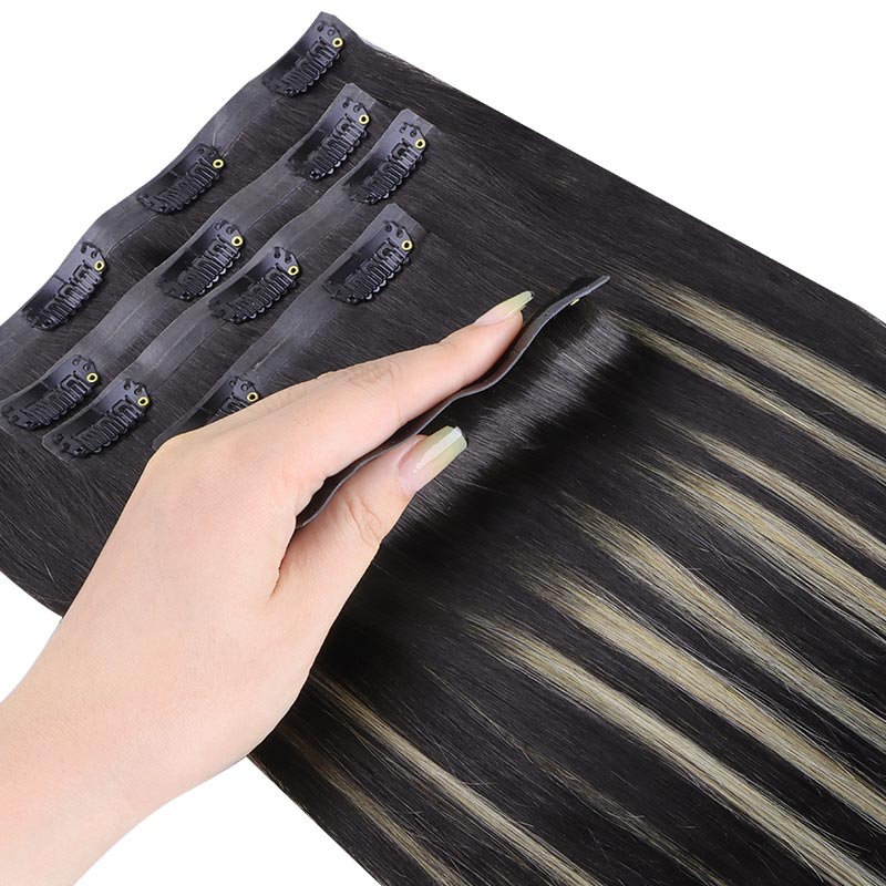 Black To Light Blonde Balayage (1B/19/1B) Seamless Clip-Ins 130g [Clearance]