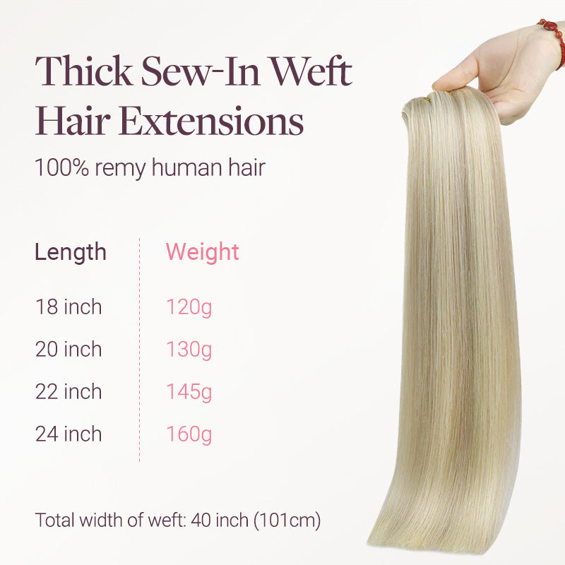 Ash Blonde Highlights (17A/60A) Thick Sew-In Weft Hair Extensions (120g-160g)