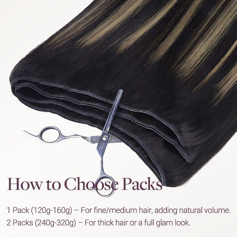 Black to Light Blonde Balayage (1B/19/1B) Thick Sew-In Weft Hair Extensions (100g-160g)