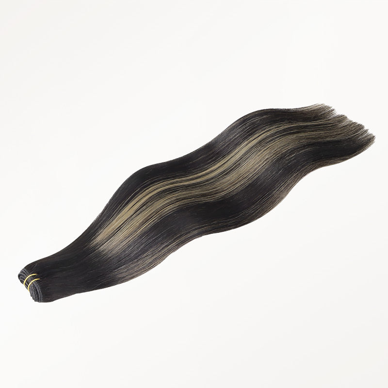Black to Light Blonde Balayage (1B/19/1B) Thick Sew-In Weft Hair Extensions (100g-160g)