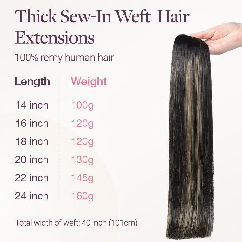 Black to Light Blonde Balayage (1B/19/1B) Thick Sew-In Weft Hair Extensions (100g-160g)