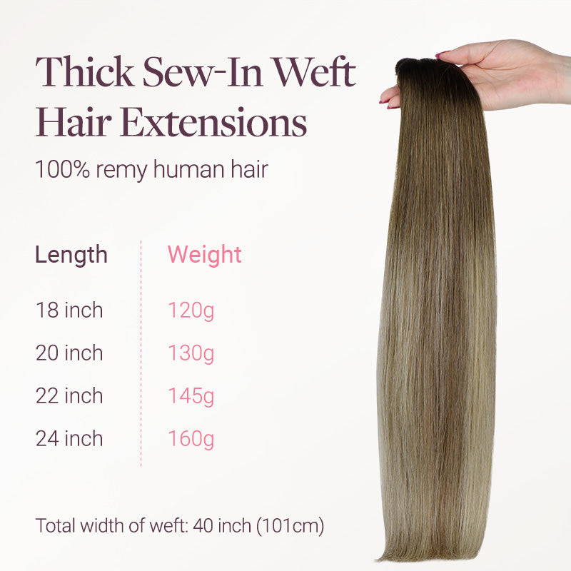 Bleach Blonde Balayage (3/8/613) Thick Sew-In Weft Hair Extensions (120g-160g)