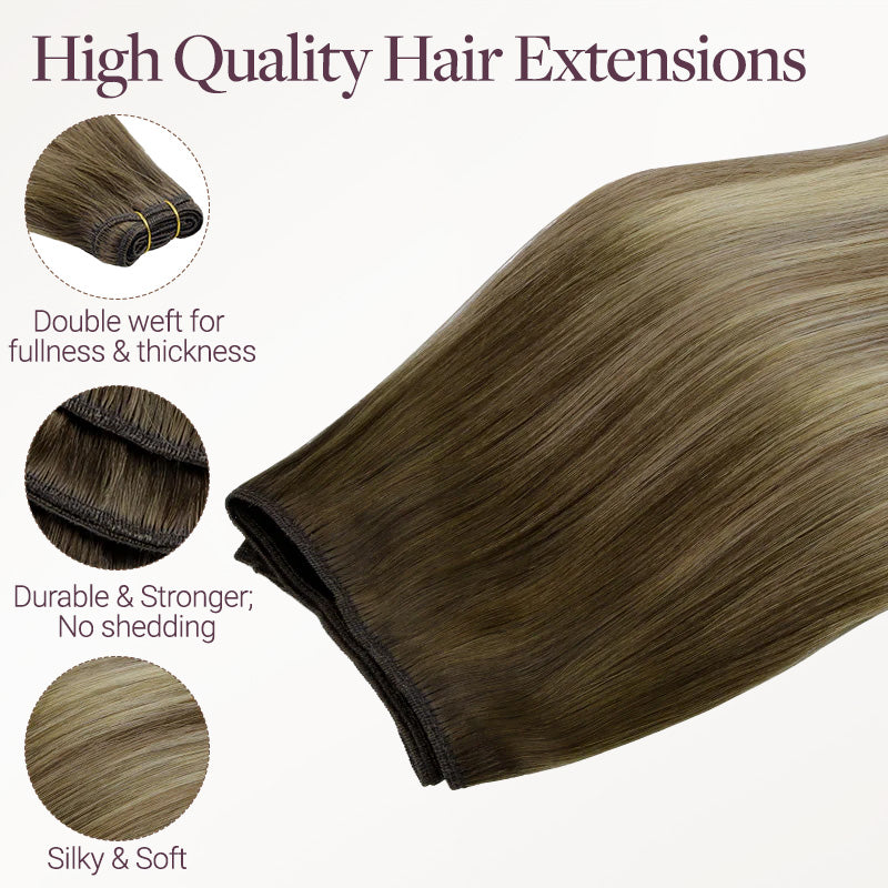 Bleach Blonde Balayage (3/8/613) Thick Sew-In Weft Hair Extensions (120g-160g)
