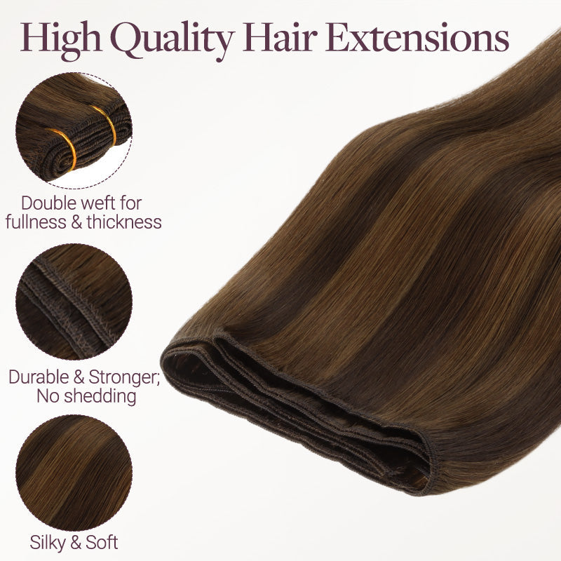 Brown Sugar Swirl Highlights (2C/4E/6C) Thick Sew-In Weft Hair Extensions (100g-160g)