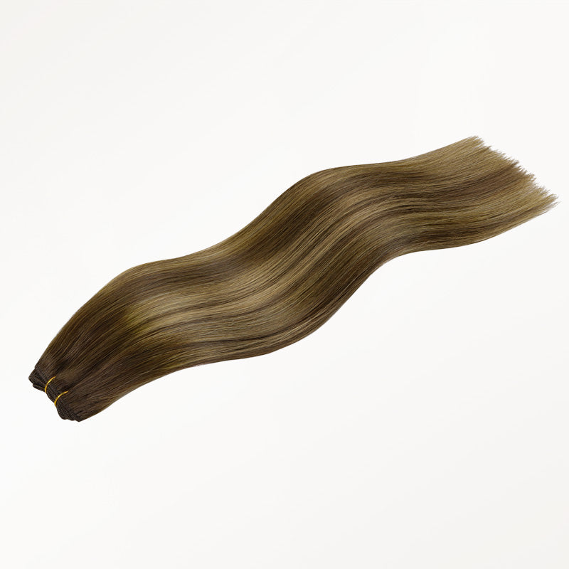 Caramel Blonde Balayage (4/27/4) Thick Sew-In Weft Hair Extensions (100g-160g)