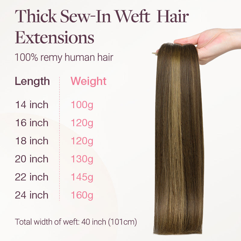 Caramel Blonde Balayage (4/27/4) Thick Sew-In Weft Hair Extensions (100g-160g)