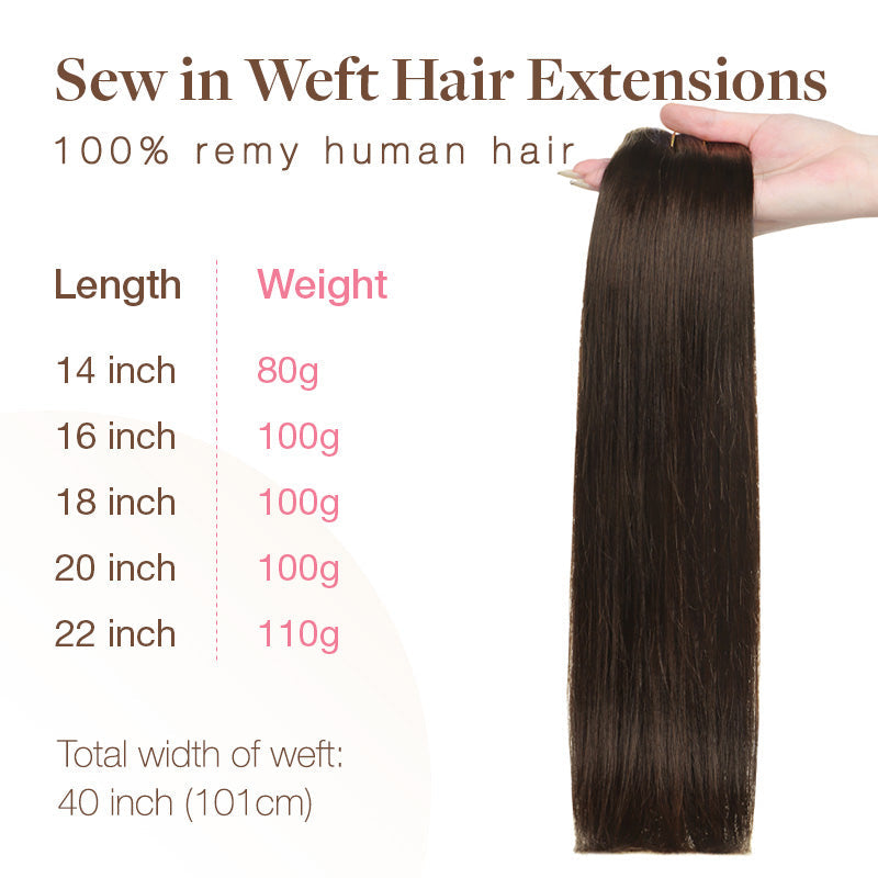 Chocolate Brown (4A) Sew-In Weft Hair Extensions (80g-120g)