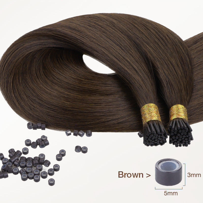 Chocolate Brown (4A) I-Tip Hair Extensions 50g