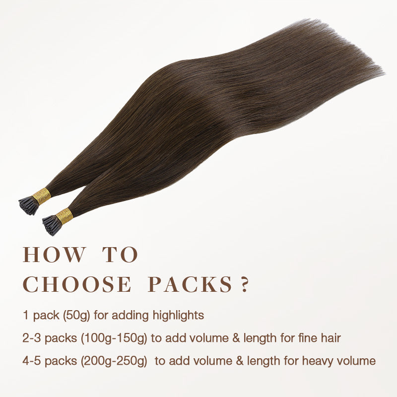Chocolate Brown (4A) I-Tip Hair Extensions 50g