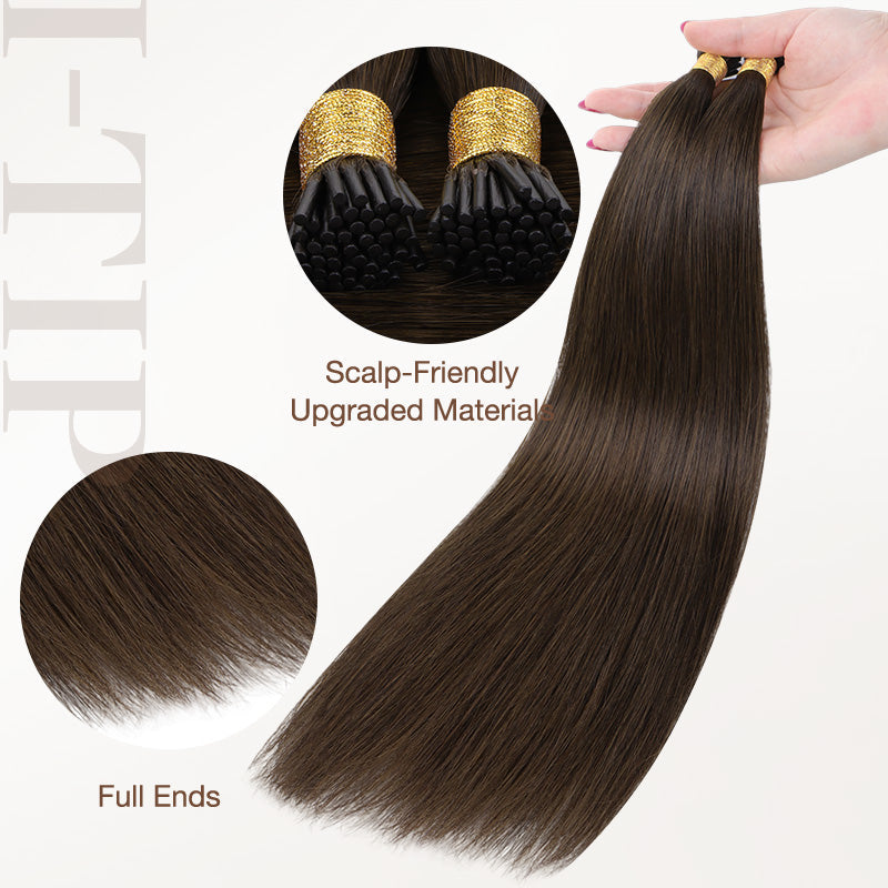 Chocolate Brown (4A) I-Tip Hair Extensions 50g