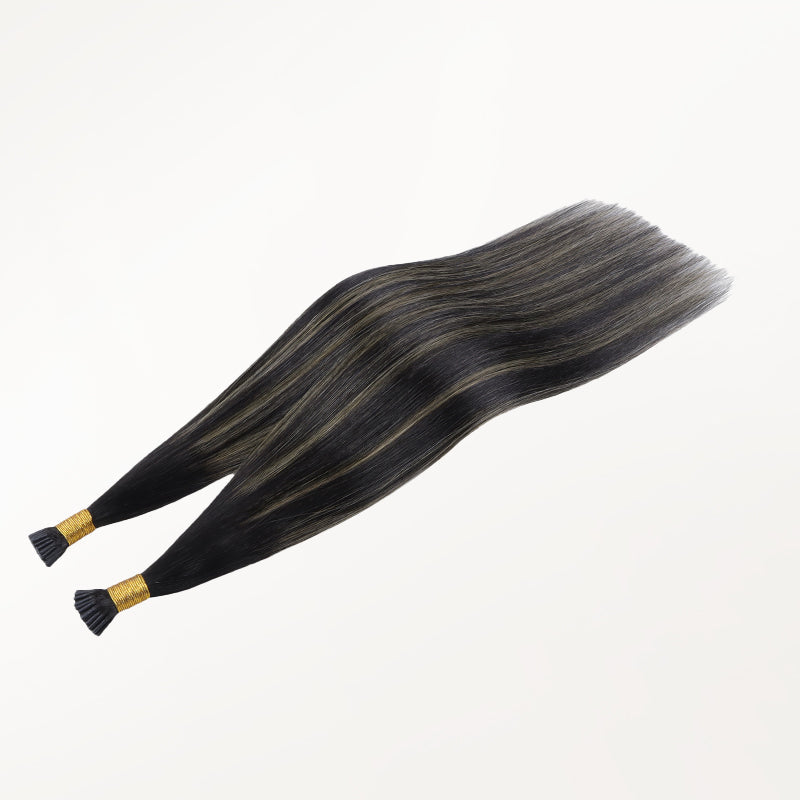 Black to Light Blonde Balayage (1B/19/1B) I-Tip Hair Extensions 50g