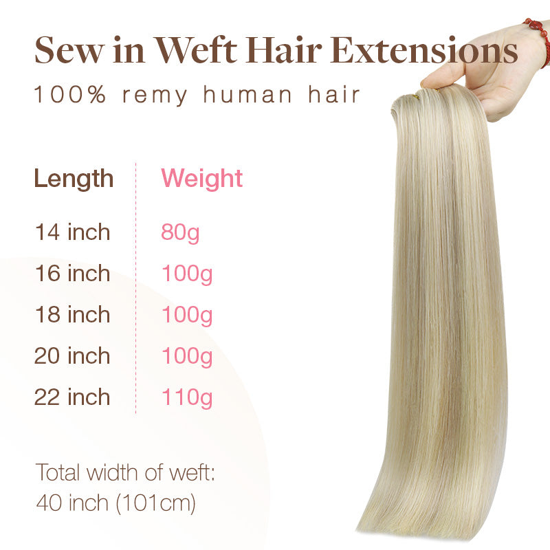 Ash Blonde Highlights (17A/60A) Sew-In Weft Hair Extensions (80g-120g)