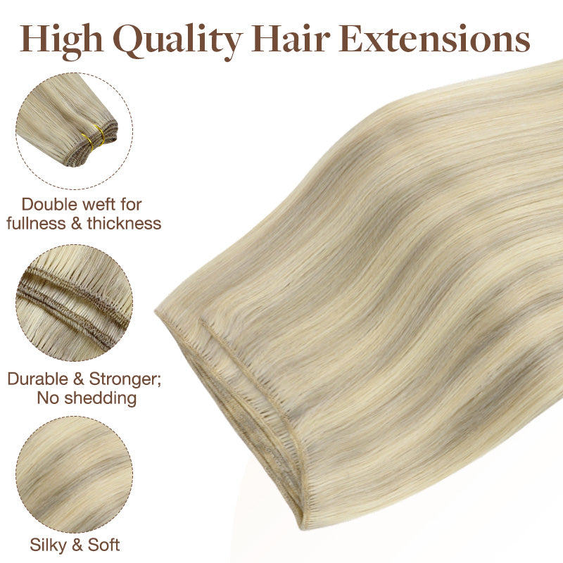 Ash Blonde Highlights (17A/60A) Sew-In Weft Hair Extensions (80g-120g)