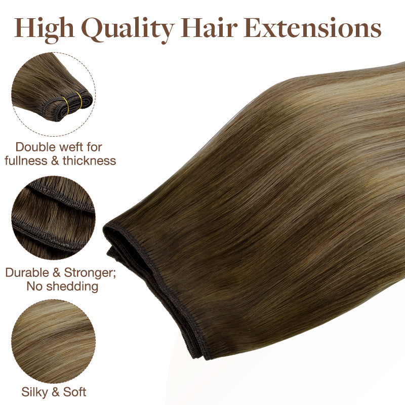 Bleach Blonde Balayage (3/8/613) Sew-In Weft Hair Extensions (80g-120g)