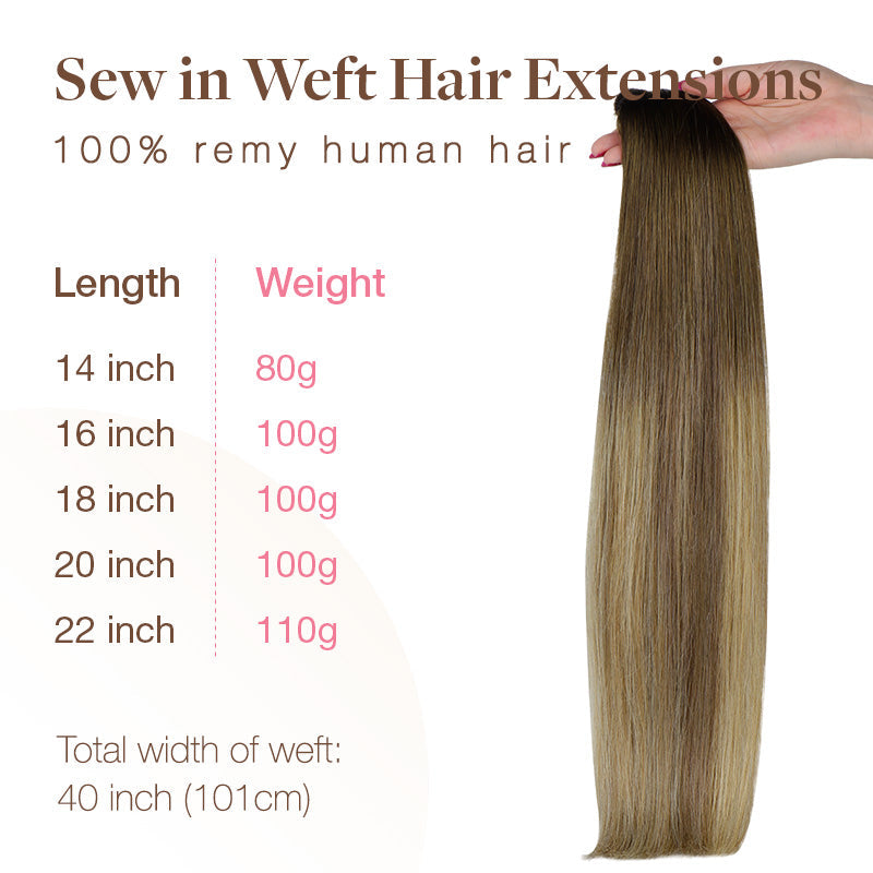 Bleach Blonde Balayage (3/8/613) Sew-In Weft Hair Extensions (80g-120g)