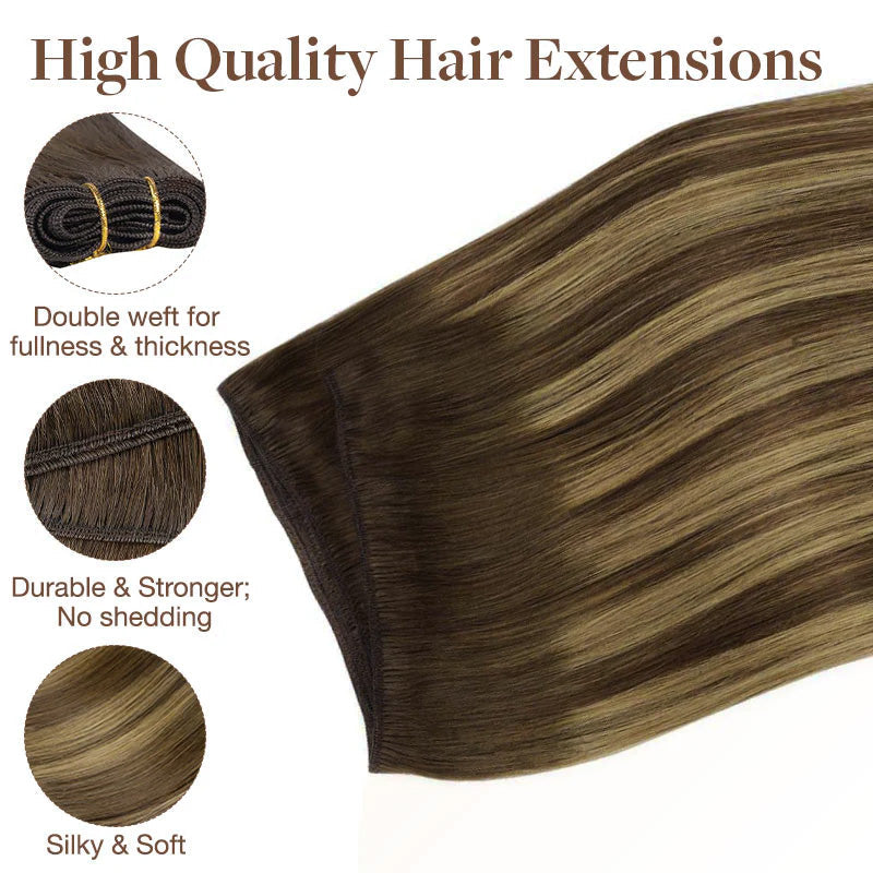Caramel Blonde Balayage (4/27/4) Sew-In Weft Hair Extensions (80g-120g)